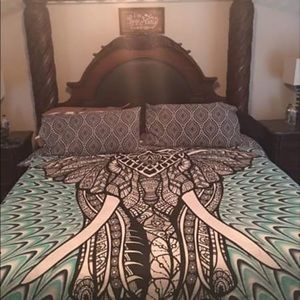 Large elephant tapestry.